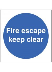 Fire Escape Keep Clear - 100x100mm - SAV - D/S 59248