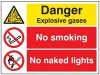 Danger Explosive Gases/No Smoking/No Naked Lights - 400x300mm - RPVC 16206K