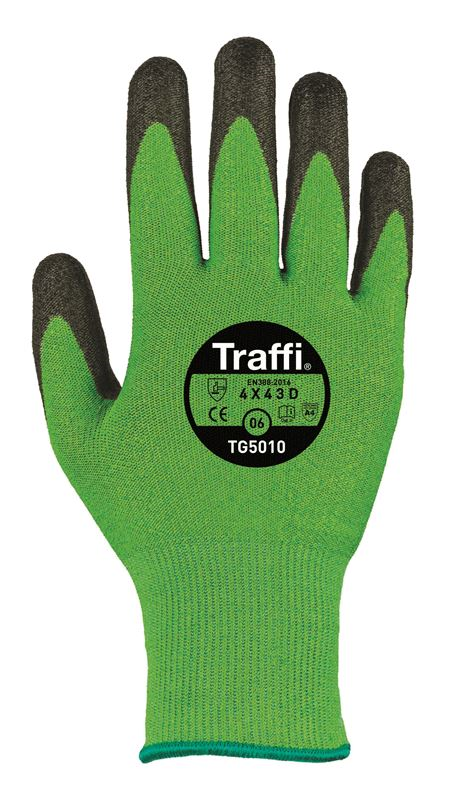 TRAFFIGLOVE 'Exact' Green PU-Coated Gloves - Cut Level 5 GL4392