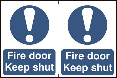 Fire Door Keep Shut - 2 per sheet - 300x200mm - PVC SK0150