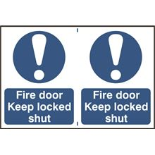 Fire Door Keep Locked Shut - 2 per sheet - 300x200mm - PVC SK0152