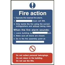 Fire Action Sign - 200x300mm - PVC SK0165