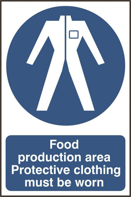 Food Production Area Protective Clothing Must be Worn - 200x300mm - PVC SK0451