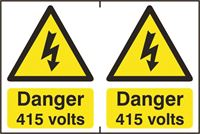 Danger 415 Volts - 2 per sheet - 300x200mm - PVC SK0773