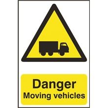 Danger Moving Vehicles Sign - 200x300mm - PVC SK0953