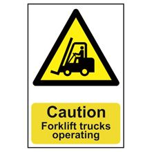 Caution Forklift Trucks Operating - 200x300mm - PVC SK0956