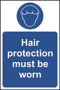 Hair protection must be worn - 200x300mm - RPVC SK11479