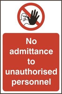 No admittance to unauthorised personnel - 200x300mm - SAV SK11616