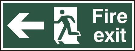 Fire Exit Sign - Arrow Left - 400x150mm - RPVC SK12093