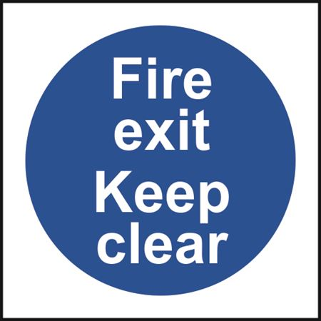 Fire Exit Keep Clear - 100x100mm - SAV SK12574