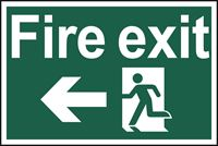 Fire Exit - Arrow Left - 300x200mm - RPVC SK13968