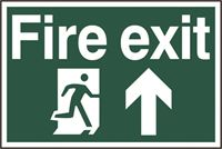 Fire Exit Sign - Arrow Up - 300x200mm - PVC SK1505