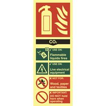 CO2 Fire Extinguisher Sign - 75x200mm - Photoluminescent SK1592