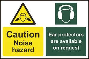 Caution Noise Hazard Ear Protectors.. - 300x200mm - PVC SK1208