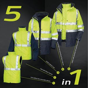 POLAR High Visibility Waterproof Contrast 5 in 1 Jacket VC20 HV5328
