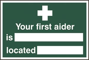 Your First Aider And Location Sign - 300x200mm - PVC SK1551