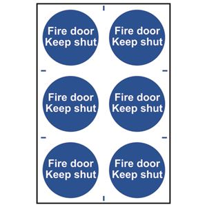 Fire Door Keep Shut - 6 per sheet - 200x300mm - PVC SK0151